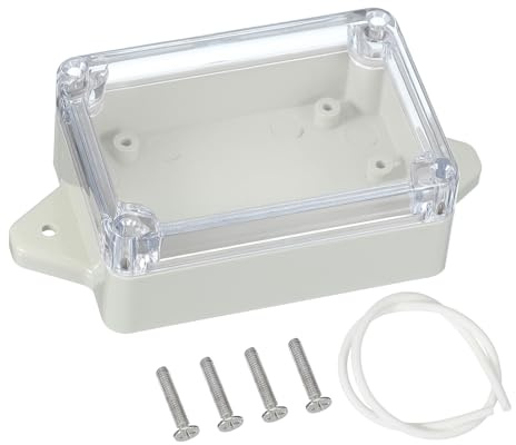 PATIKIL 83x58x33mm Junction Box, Electrical Enclosure Box ABS Plastic Waterproof Outlet Plug Cover Cord Protector with Mounting Plate for Outdoor Indoor, White/Transparent