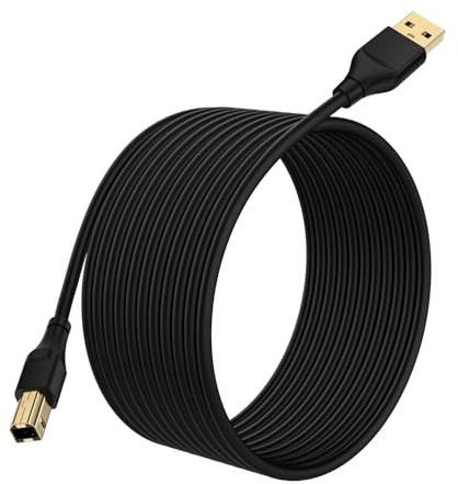 Printer Cable 20 feet,USB Type A Male to B Male Scanner Printer Cord High Speed for HP, Canon, Epson, Dell, Brother, Lexmark, Xerox, Samsung, Midi Keyboard