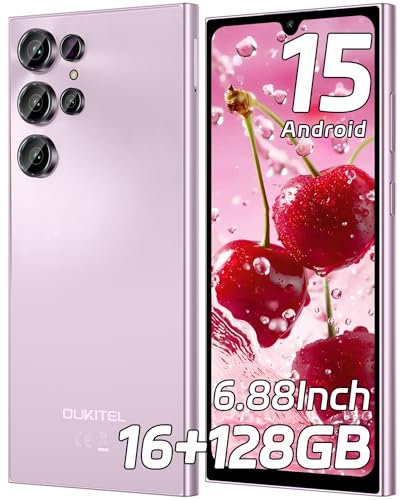 OUKITEL C61 Telefonos Moviles Libres Android 15, 16GB(4+12)+128GB/1TB Smartphone, 6.88 HD+ 90Hz Telefono Movil, Batería 5150mAh movil, Cámara 13MP+5MP, 4G Dual SIM/Face ID/Fingerprint/GPS/OTG, Morado