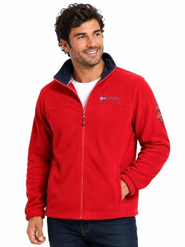 Geographical Norway Tamazdb Men Distri Production - Giacca Uomo Pile Sottile Zip - Giacca Calda L'Autunno Inverno - Maglione Fodera Maniche Lunghe - Morbido Comfort All'Aperto (Rosso S)