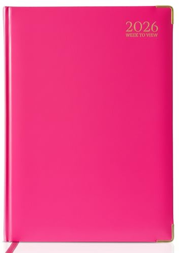 G4GADGET A4 2026 Week to View Pink Diary Gilt Edges Hardback