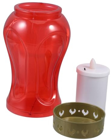 Didiseaon Bougie Électronique Décorative à LED avec Coque Rouge Lampe de Cimetière Rechargeable pour Décoration de Jardin Extérieur Éclairage Doux et Élégant pour Événements Cérémoniels et