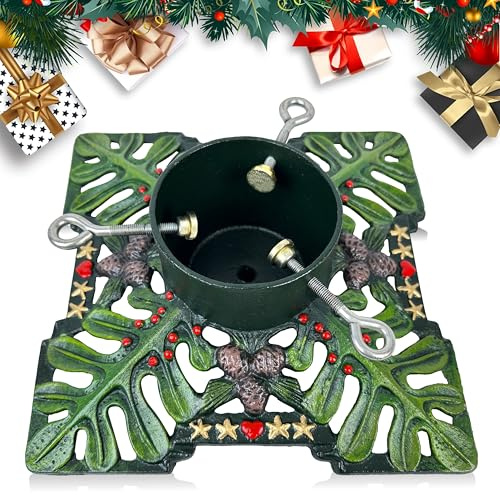 Linton Arts Christmas Tree Stand, Cast Iron Christmas Tree Stand for Real Trees Artificial Trees, Holds Up to 8ft Trees with 2.6 Diameter Trunks, Vintage Metal Tree Stand for Xmas Decor