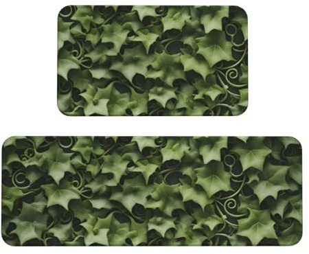 Juego de 2 tapetes de cocina con estampado de hiedra floral para suelo, alfombras de cocina lavables, para decoración del hogar, accesorios de cocina