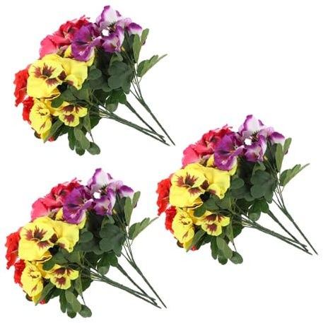 Didiseaon Artificial Flowers Bunches 12pcs Plastic Simulated Flower Adornment for Home Garden Diy Decor Purple Yellow Red Magenta Colors