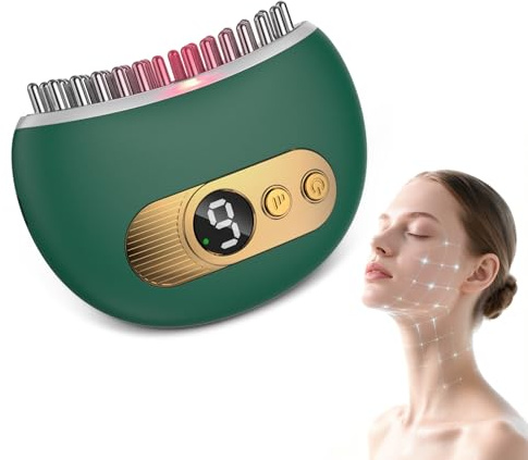 Electric Face Massager for Lymphatic Drainage, Facial Neck Massage Skin Care Tool with Levels 3 Modes 9 Adjustment - 45°C Heat EMS Microcurrent Gentle Vibrating Facial Massage for Women - Green