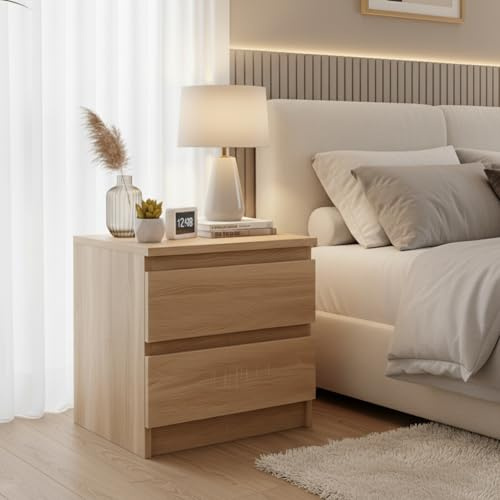 Komodee Commode SOLA - Rovere Sonoma - 2 Cassetti - Larghezza 40 cm, Altezza 50 cm, Profondità 43 cm