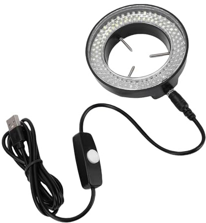 Luocute Microscope LED Ring Light, 144 LED Adjustable Brightness Light Source with USB Cable, Microscope Accessories for Stereo Microscoping Laboratory Research