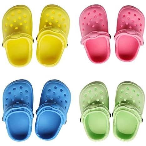4 Paar Puppen Schuhe Zubehör Set für 14-18 Zoll Puppen, Puppenzubehör mit Gelb Rosa Blau Grün Puppenschuhe, 35-45cm Puppe Zubehör Puppenkleidung für Baby Puppe Mädchen Jungen Geschenk