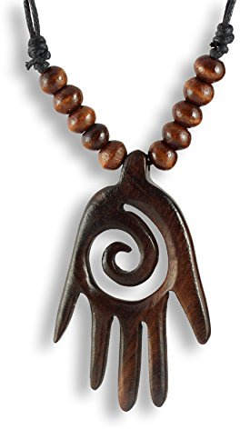 ISLAND PIERCINGS aus Holz mit Hamsa-Anhänger verstellbare Badekette N254, Holz, Holz