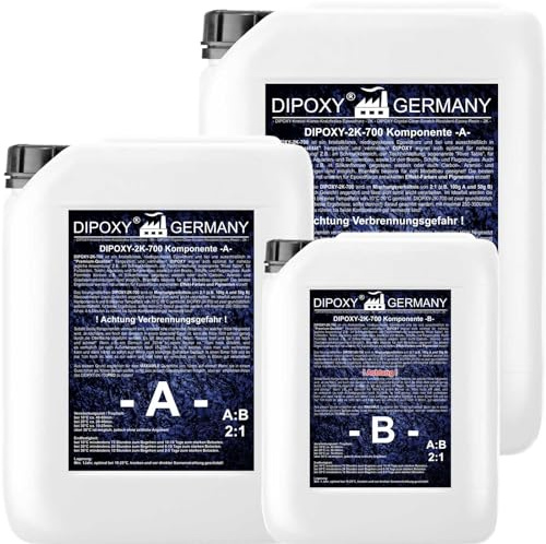 60,0kg Epoxidharz 2K Harz mit Härter EP Laminierharz in Profi Qualität Glasklar und geruchsarm Gießharz Epoxy UV Stab. für Holz Tisch Boden Aquarium Terra Formenbau GFK DIPOXY-2K-700