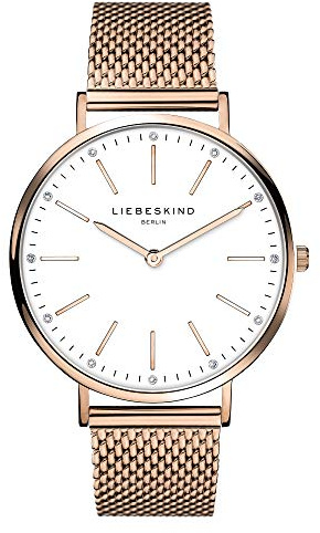LIEBESKIND BERLIN Damen Armbanduhr mit Zirkonia-Steinen auf dem Zifferblatt – 38 mm rundes Gehäuse – Quarzuhr mit Leder- oder Mesharmband – 5 ATM wasserdicht – Alltagstauglich & stilvoll – Verschiedene Farben