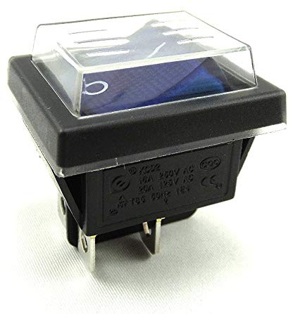 Wippschalter mit Wasserdichte Abdeckung (4 Pin) EIN-AUS 250V 16A Geräteschalter beleuchtet blau (2)