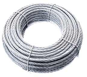 Fune Corda in Acciaio Zincato, Ideale per Tiranti, Trazione, Giardinaggio, Usi generici, Hobbystica, Impianti Elettrici, Carico Max 110 kg, Non per Sollevamento, Misura Ø 6 mm x 25 metri