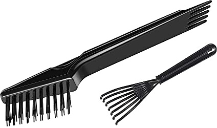 Crafterlife, Haarbürsten-Reinigungsrechen, Reinigungswerkzeug-Set zum Entfernen von Haarstaub, Fusseln, Ablagerungen von der Haarbürste, Kamm - 2 Stück Schwarz