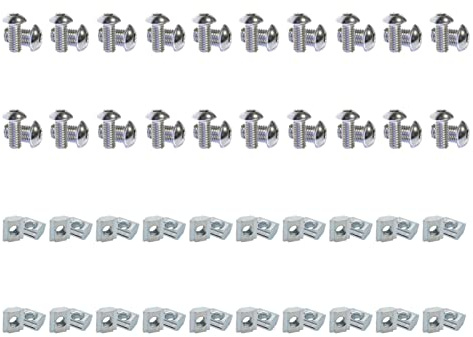 BLCCLOY 1010 Series Aluminum Extrusion Profiles Fastener T-Solt Nuts and Bolts, 40pcs 10 Hardware Slide Nuts Hex Screw for 1 Inch x 1 Inch Aluminium Extruded Profil Rail