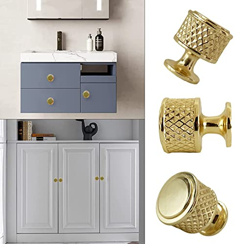 6 Pezzi Pomelli Per Mobili Oro Rotonde, Maniglia Armadio Cucina Rotondo Pomoli per Mobiletto Ø 25mm Lega di Zinco Manopole per Cassetti Dorato a Foro Singolo per Armadietti Bagno Guardaroba Toilette