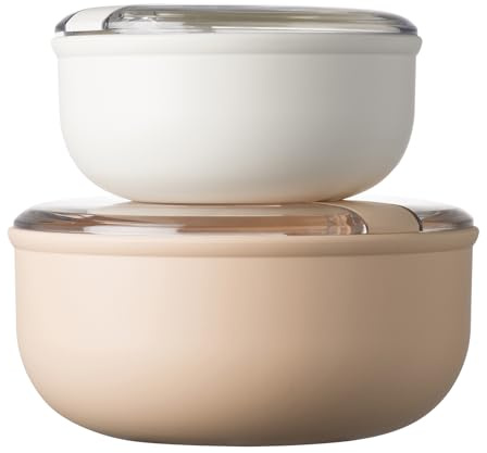 omada Design - Lot de 2 récipients alimentaires ronds hermétiques de 0,75 L et 1,8 L, boîte à lunch avec couvercle transparent - Ligne Pull Box