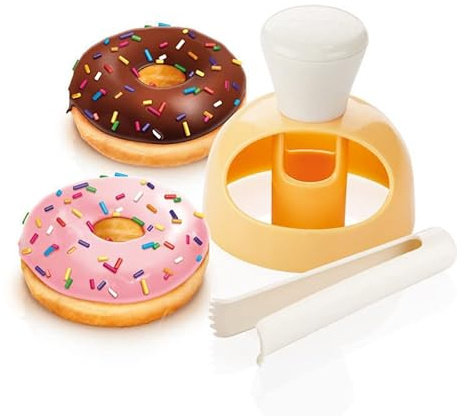 1pcs Doughnut Mould with Clip,Desserts Bread Patisserie Bakery Baking Tools,Fried Donut Maker Cutter, DIY Food Cookie Cake Stencil Doughnut,Donuts Maker,Baking Tools(Yellow)