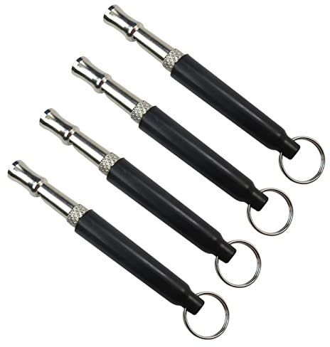 4Pcs Pet Training Whistle Ultrasonic Supersonic Mute Training Whistle Flute Dog Whistle Keychain Adjustable Stop Not Barking Dog Flut