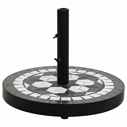 Tidyard Sonnenschirmständer Marktschirmständer Schirmständer Ständer Schirmhalter für Schirmstöcke, Schwarz und Weiß Rund 12 kg