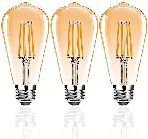 ProCrus 4W LED Dimmbar Vintage Edison Glühbirne,E27 ST64 LED Glühbirnen,350LM,35W Glühlampen äquivalent,2700K Warmweiß,Retro Antique Style,Amber Glow,360° Abstrahlwinkel,Dimmbar,3er Pack