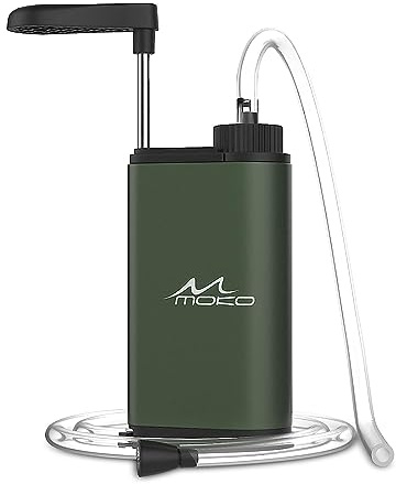 MoKo Filtre à Eau Portable, Filtre d'eau Potable 3000 litres Urgence Personnel Purificateur d'eau pour Extérieur Randonnée Camping Voyage Sport en Plein Air Filtration Rapide sans BPA, Vert Armée