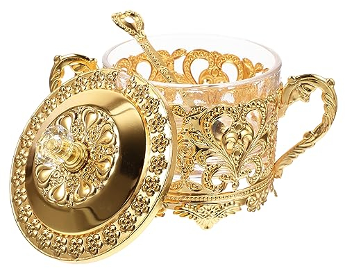 BESTonZON Gewürzbehälter Aus Eisen Und Glas Haushaltsgewürzglas Mit Deckel Für Küche Und Esszimmer Süßigkeiten Und Snackdose Mit Umweltschutzmaterial