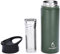 Auxesia Fruit Infuser Water Bottle - Metal Steel Insulated Tumbler with Infuser Insert - Flavor Infusion of Loose Leaf Tea - Travel Bottles for Hot & Cold Drinks - Infused Water for Women (Dark Green)