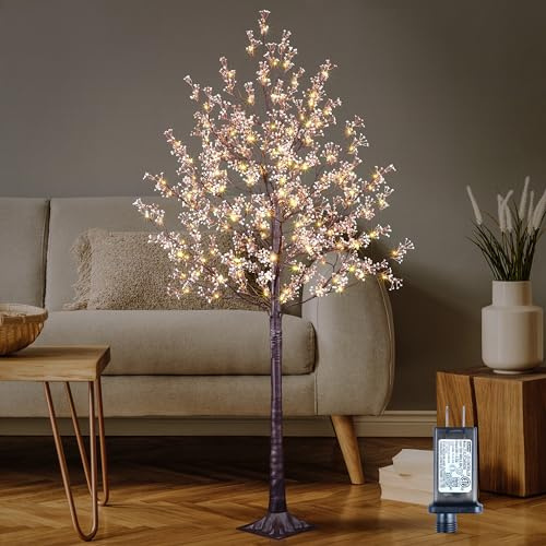 6FT Lighted Gypsophila Tree 176 LED Artificial Baby Breath Flowers Tree with Lights for Decor Inside and Outside Home Patio Wedding Festival Christmas Decoration Warm White