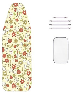 WTAIS Extra Large - Copriasse da Stiro, più Spesso - Design A 2 Strati Orange Floral Cotone - ASSE Stiro Coperture, con 4 Chiusure, per Assi da Stiro A Vapore