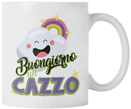 Zefiro Around Nature Tazza Divertente Buongiorno un Ca.. in Ceramica 350ml - Idea Regalo Originale per Amici, Colleghi e Famiglia - Mug Simpatica con Scritta, Regalo Compleanno