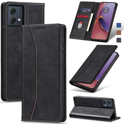Jasonyu Funda para Motorola Moto G84 Flip Case,Negro | Cuero PU Carcasa,Tipo Libro con Tarjetas y Cartera,Soporte Plegable,Cierre magnético,Capa