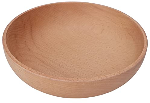 Otufan Bol de Service en Bois Bol à Salade, Bol Rond en Bois Bol à Fruits en Bois résistant à la Chaleur et au Froid pour Servir la Salade, la Sauce aux Fruits, la collation, Les (L)