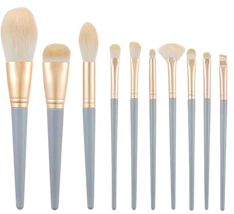 HERBENJOY Makeup Brushes, 10 Pcs Make Up Brushes Set Professional Baby Blue Makeup Brush Pack, Foundation Blending Powder Blush Concealers Eyeshadow Eyeliner Make-up Brush Kits with Cosmetics Bag