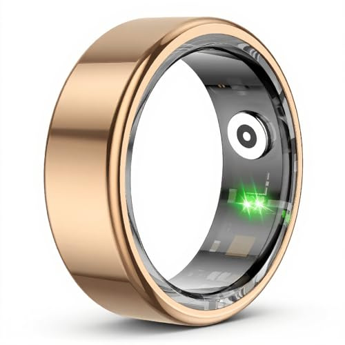 Smart Ring Health Tracker, Smart Ring för Fitness Sömn Tracker, 24H Pulsmätning, Vattentålig BT Fitness Tracker Ring, Kroppstemperaturdetektering, Fjärrkontroll (Rose guld)
