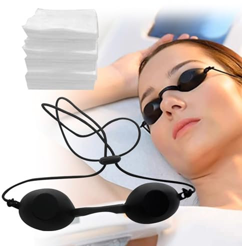 JCUGSBS Solarium Brille,UV Schutzbrille Verwendet UV-Schutz Sonnenbank Beauty Patienten Sonnenbrille Zuverlässigen Solarium Schutzbrille mit 100 Wattepads geliefert für Schönheitsklinik