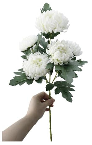 2 Stück große Ringelblumen, Chrysanthemen, künstliche Seidenblumen, Blumen, Herbst, Zuhause, Hochzeit, DIY-Dekorationen, künstliche Pflanzen, Zweigkranz, Fleur (Farbe: WEISS)
