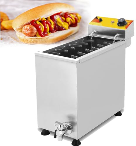 RayGenius Comercial 26L Gran Capacidad Queso Hot Dogs Sticks con Máquina Freidora Hot Dog Roller Maker Salchicha Queso Snacks