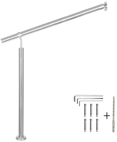 FINEUNAN Edelstahl Eingangsgeländer für Treppen Brüstung Balkon - Wandhandlauf Wandhalterung - Innen und Außen Handlauf Geländer Treppengeländer Edelstahl (80x90 cm)
