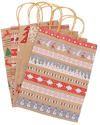 Gogogmee 20stücke Papier Süßigkeitentasche Mit Griffdesign Weihnachtsgeschenktüten Aus Kraftpapier Geschenk Verpackung Taschen Für Festivals Und Partys