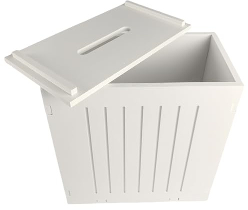 White Slimline Bathroom Storage Unit, Toilet Roll Paper Cabinet, Multi-Purpose Cleaning Tidy Box with Removable Lid, Compact Bathroom Tissue Organizer, 31 x 17 x 33 cm