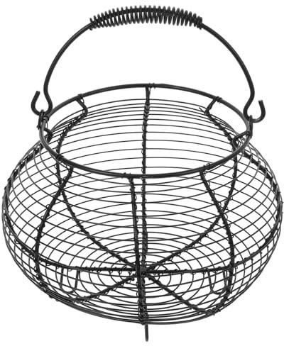 KICHOUSE Iron Basket Handle Rustic Wire Container for Fresh Eggs and Fruit Space-saving Countertop Bowl for Kitchen and Dining for Organizing Essentials