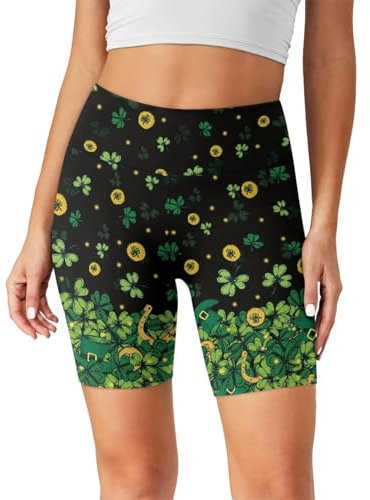 POLERO Niedliche Biker-Shorts für Damen, Bauchkontrolle, Yogahose, hohe Taille, athletisch, Laufshorts, St. Patrick Leaves Mütze, XXL