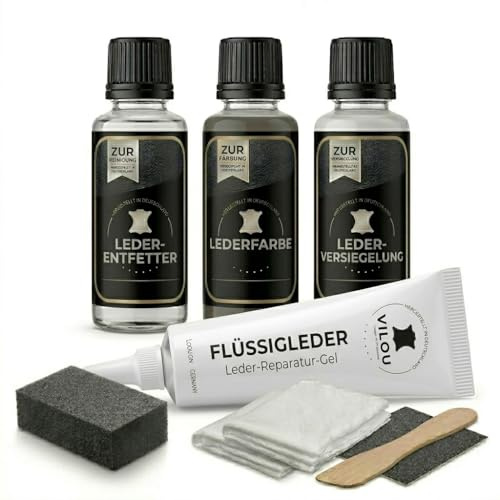 30ml Leder-Reparatur-Set M schwarz Lederfarbe schwarz für Auto Möbel Lederreparatur auch für Kunstleder
