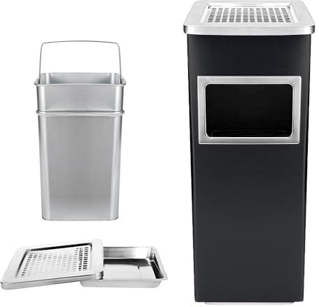 OHMG Cubo de basura de pie de acero para exterior con papelera profesional, para casa y oficina