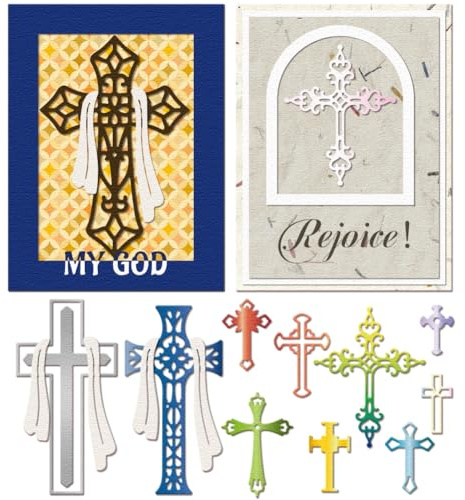 GLOBLELAND Metall Stanzschablone Christliches Kreuz Papierpräge Stanzschablonen Set Ostern Stanzformen für Kartenherstellung DIY Papier Scrapbooking Handgefertigtes Fotoalbum
