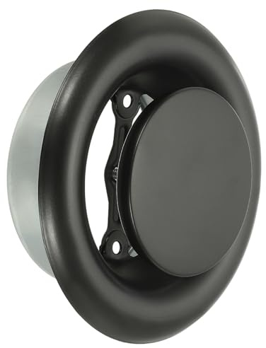 PATIKIL 4 Inch Round Ceiling Diffuser, Metal Adjustable Wall Air Vent Diffuser Vent Duct Cover Exhaust Supply for Kitchen Bathroom Garage, Black