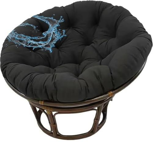 Polster Für Papasansessel Wasserdicht Rundes Auflage, Ersatzpolster Papasan,Bodenkissen Gepolstert Sitzkissen Hängesessel Für Korbsessel Outdoor Gartenmöbel Sitzauflage(Schwarz,160cmx160cm)