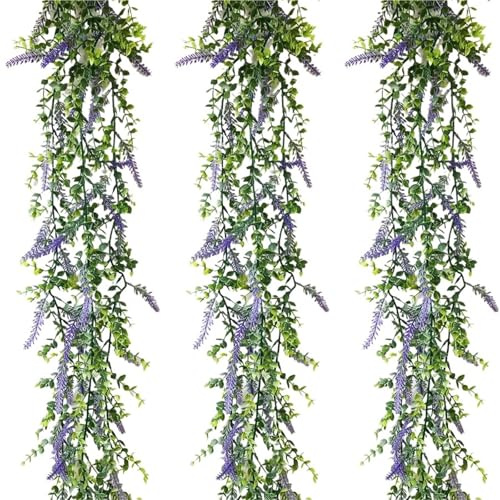 Ghirlanda di Edera Artificiale 1/3 pezzi 180 cm piante artificiali di eucalipto sospese, fiori di lavanda finti, foglie di piante da parete in plastica for decorazioni for la casa e matrimoni per Matr